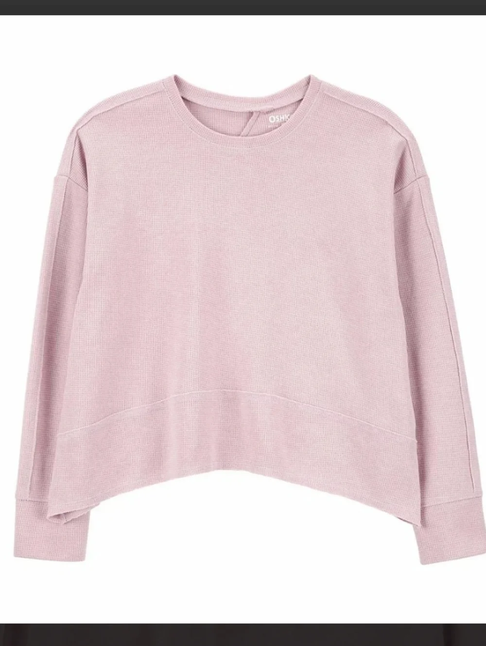 Ballet Pink Osh'Kosh Waffle Knit Long-Sleeve Raw Hem Top 14 Girl's Boxy Flowy